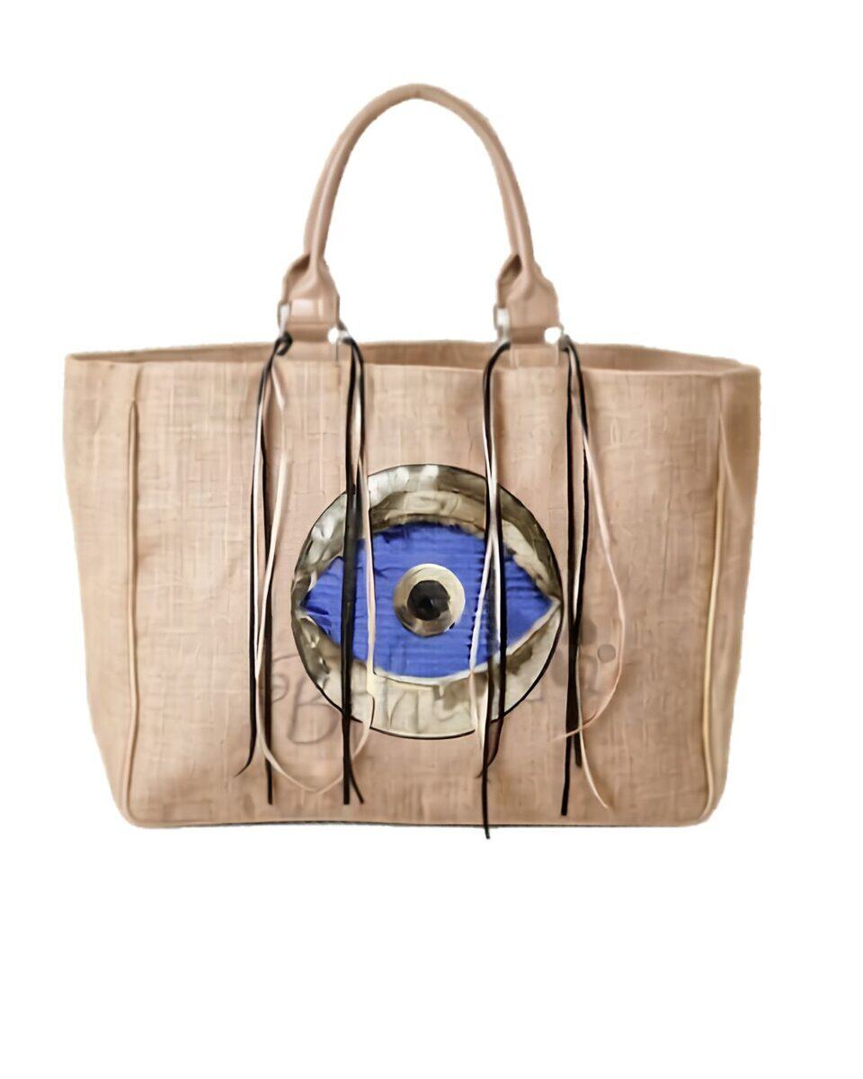 Premium Mediterranean evil-eye boutique jute tote